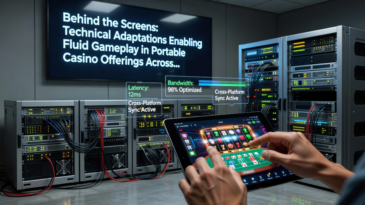 Close-up of code optimization layers and device testing rigs used for portable casino applications
