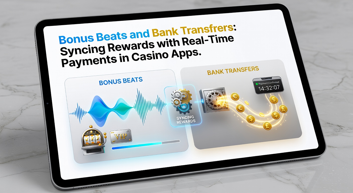 Illustration of real-time payment flow in casino apps, with arrows showing bonuses converting to bank deposits instantly