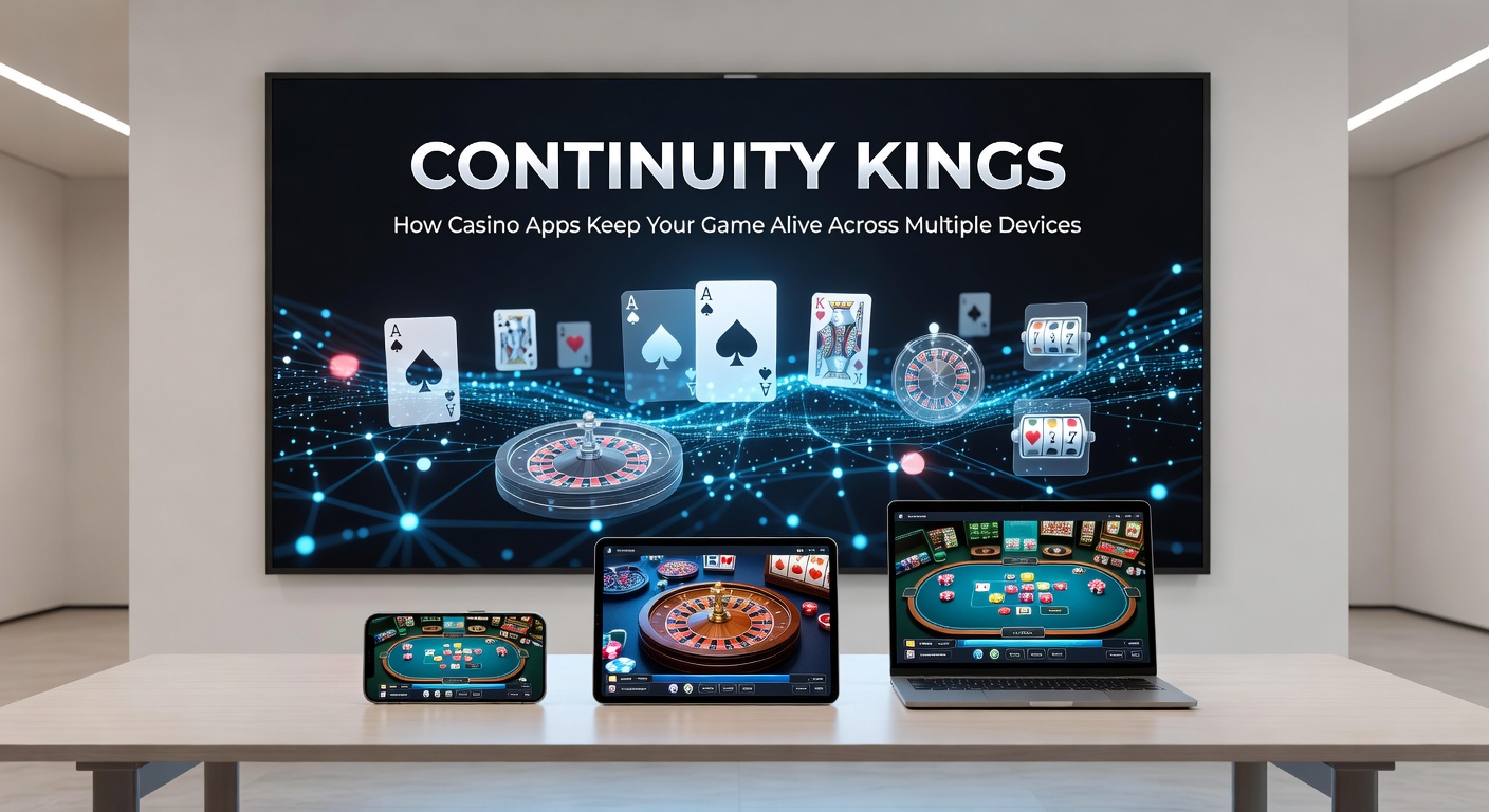 Lock icon overlay on multi-device casino interface, highlighting secure continuity syncing