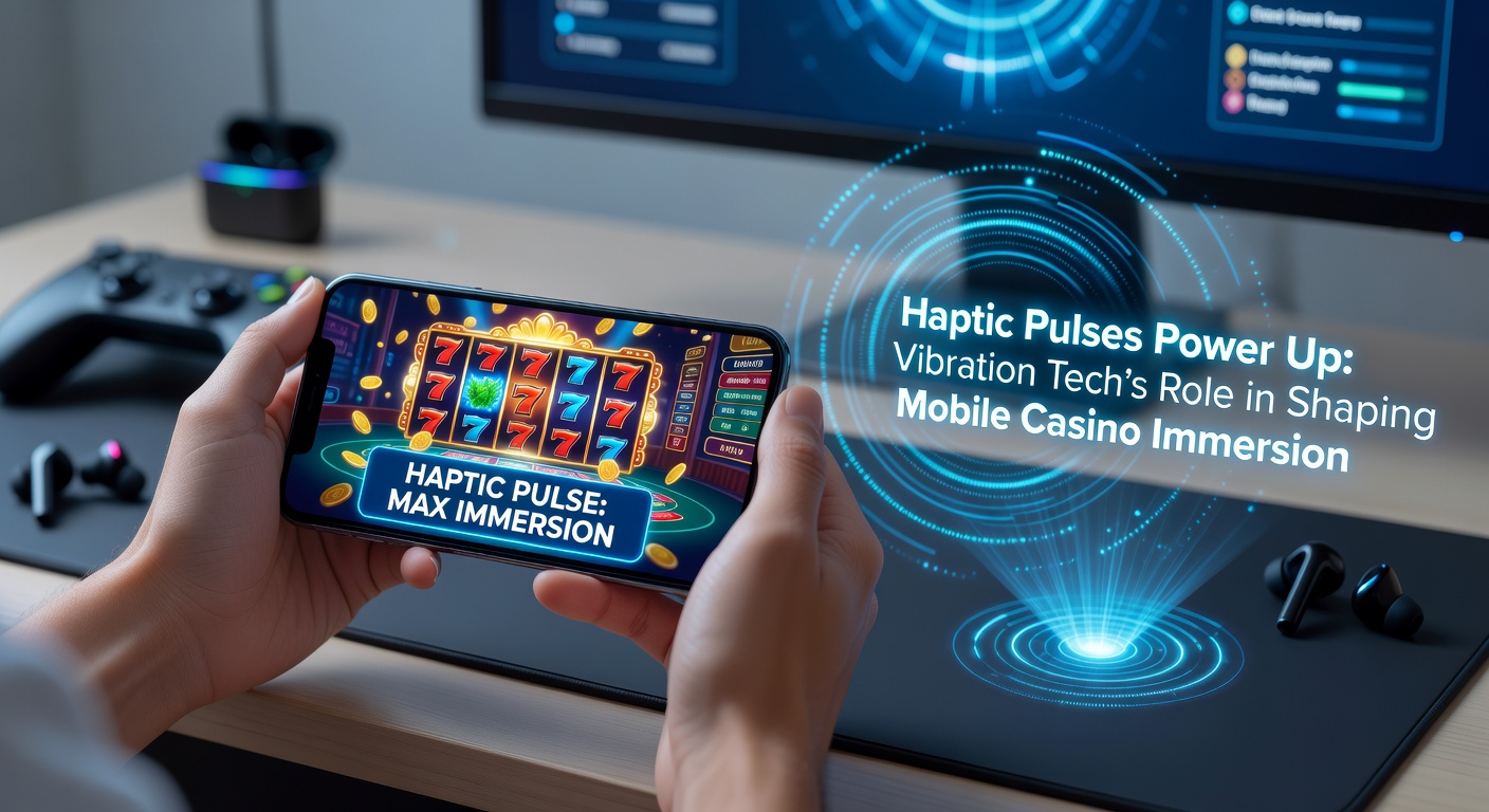 Close-up of a hand holding a smartphone during a mobile roulette spin, with haptic feedback icons pulsing outward from the screen