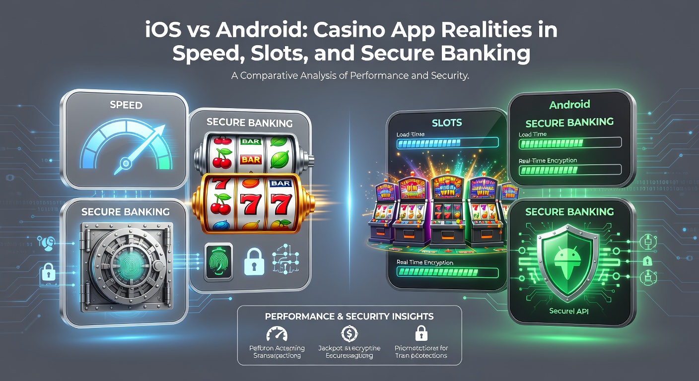 Infographic detailing iOS and Android performance metrics for casino app speed tests, slot RTP comparisons, and banking encryption levels