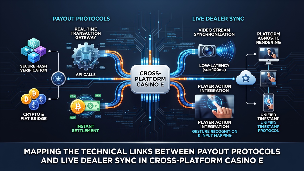 Technical flowchart showing data pathways linking payment APIs to live dealer video synchronization in casino environments
