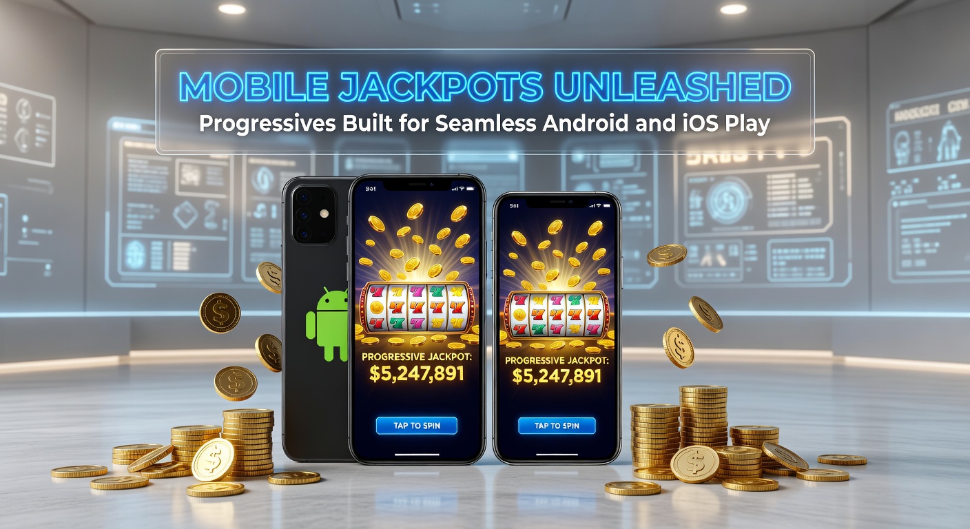 Close-up of a smartphone displaying a progressive jackpot meter nearing record highs, with Android and iOS icons highlighting cross-platform compatibility
