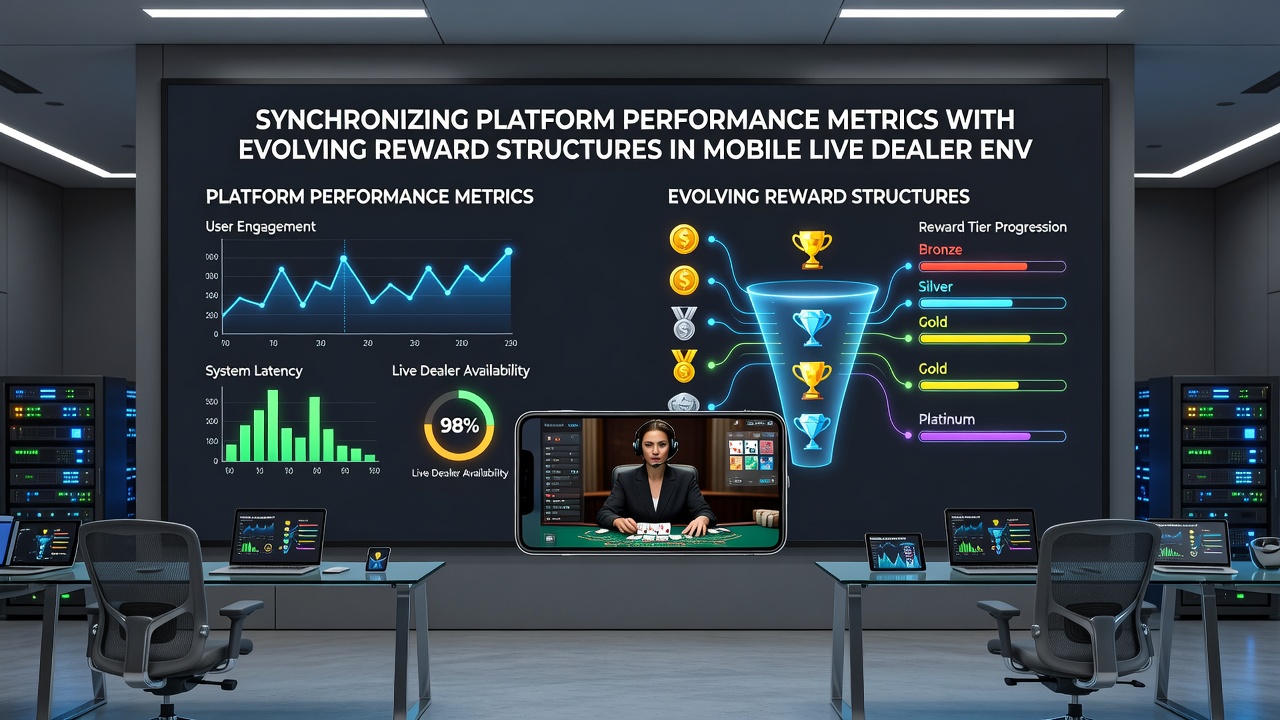 Live dealer interface with overlaid performance and reward synchronization indicators
