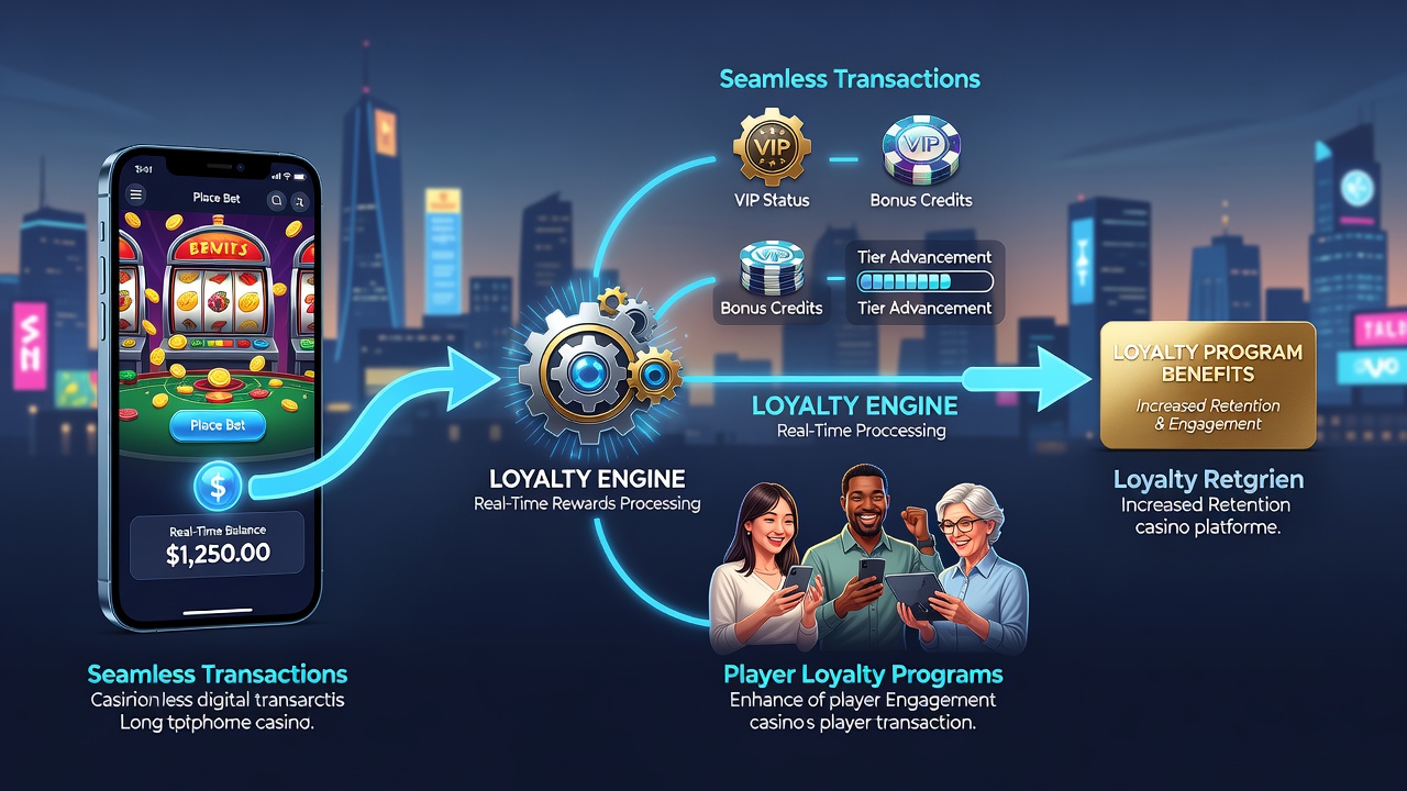 Mobile casino interface showing real-time loyalty points earned after instant transaction