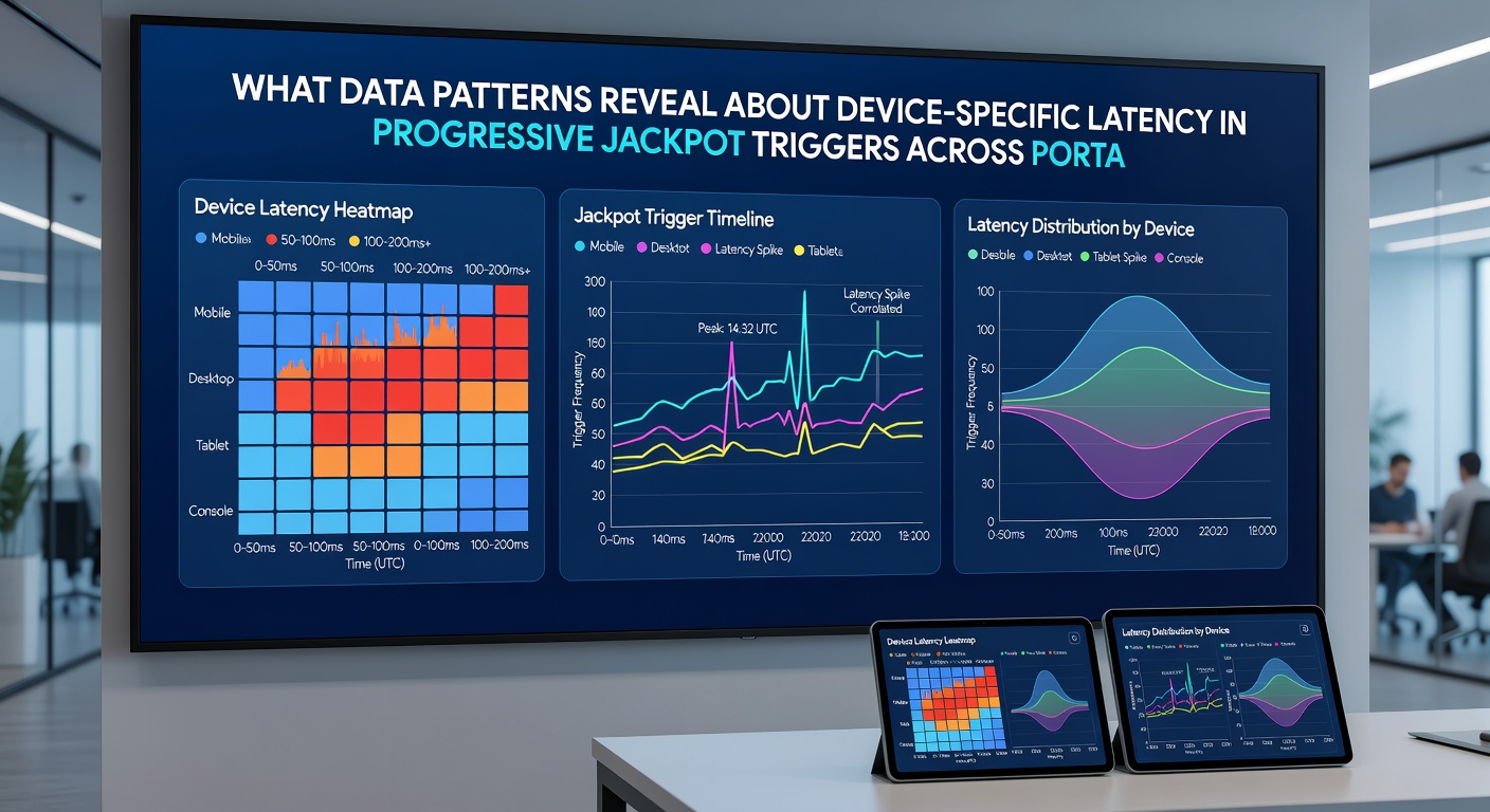 Graph illustrating device latency distributions in mobile progressive jackpot triggers